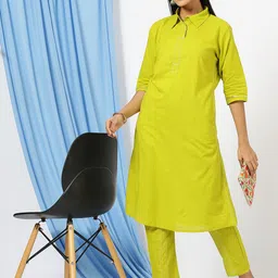 HEEPOSH Shirt Collar Cotton Tunic With Trousers-picture-13