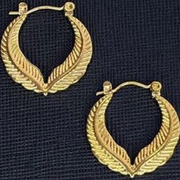 ANAMIKA Leaf-inspired Anti tanish Hoops Earrings-picture-20