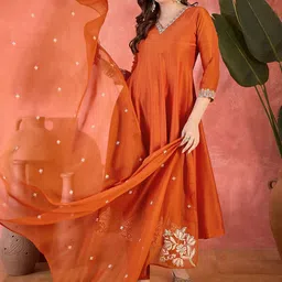 Sangria Sequence Embroidered Kurta Pant With Dupatta-6