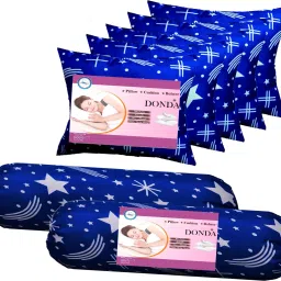 Star print Combo Set Of 5 Cushion And 2 bolster Microfibre Nature Bolster Pack of 7-picture-4