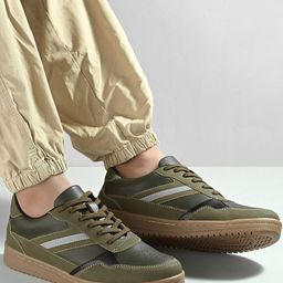 Roadster Men Green & Brown Colourblocked Lace-Up Casual Sneakers-picture-18