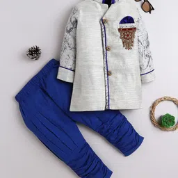 ahhaaaa Boys Embroidered Sherwani Set-image-74