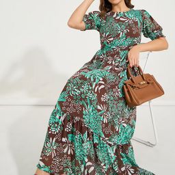Styli Floral Print Puff Sleeve A-Line Maxi Dress-picture-14
