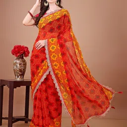 LeeliPeeri Designer Bandhani Sequinned Poly Georgette Bandhani Saree-picture-24