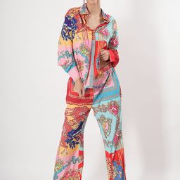 clobug Floral Printed Shirt Collar Shirt & Palazzos-image-67