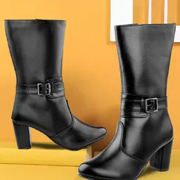 Bxxy Women High Ankle Zipper Boots With Buckle Closure-6