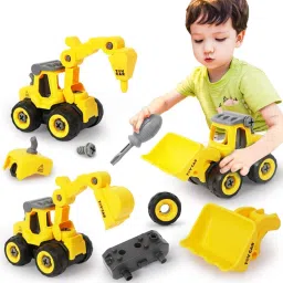 Construction Toy Vehicle DIY Toys for Kids with Screw Driver, Fordable JCB Toys-31
