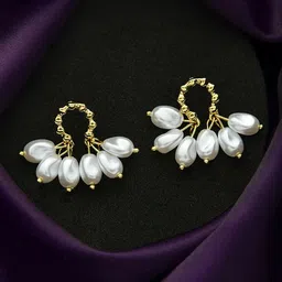 EVERSTYLISH Budding Blossoms Gold Plated Pearls Studded Quirky Drop Earrings-50
