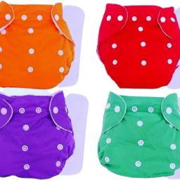 Newborn Baby Nappy Reusable Washable Pack of 4 Cloth Diapers + 4 Insert Pads-image-83