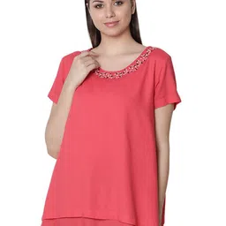 MINI KLUB Women Maternity Embroidered Round Neck Top-image-37