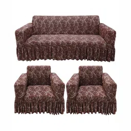 GIFTS ISLAND Brown Marble Printed 5 Pieces Sofa Cover With Arms-image-75