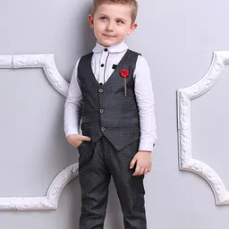 JC SPARKLE Boys Micro Ditsy Printed Shirt with Trousers & Waistcoat-image-99