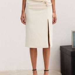 bebe Women Mid-Rise Pencil Side-Slit Solid Midi Skirt-picture-5