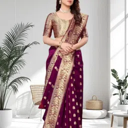 GAVUBAA Woven Design Zari Poly Georgette Saree-picture-0