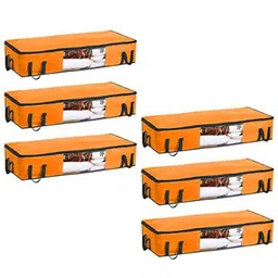 prettykrafts Orange & Black 6 Pieces Reusable Multi-Utility Organisers-16