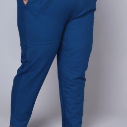 Women Straight Fit Blue Pure Cotton Trousers-image-45