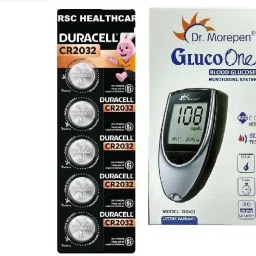 Dr. Morepen Glucometer with DURACELL CR 2032 COIN CELL ( Pack Of 5) Glucometer-16