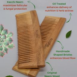ALLURE Set of 2 Neem Wooden Combs - Beige image 3