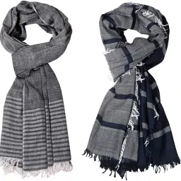 Self Design Pure Cotton Men Multicolor Stole-image-85