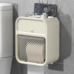 Punch-Free Paper Holder Wall-Mounted Toilet Tissue Paper Box Plastic Toilet Paper Holder-image-87