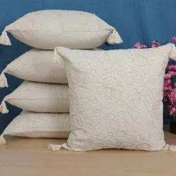 jamio firati White Cotton Woven 18 x 18 Inches 5 Cushion Covers-picture-7