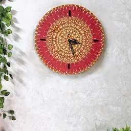disoo fashions Orange & Yellow Colour Engineered Wood Wall Clock With 3D Texture Without Glass-picture-11