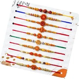 xvision Designer Set of 10-Thread Rakhi Combo for Raksha Bandhan-Rakhis for Brother- Mauli Thread Rakhi Set image 3