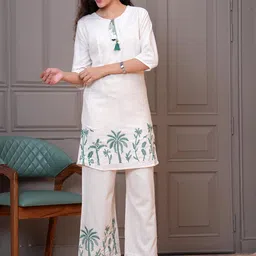 HIGHLIGHT FASHION EXPORT Embroidered Round Neck Tunic With Trousers Co-Ords-54