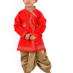 NEW GEN Boys Ethnic Motifs Embroidered Regular Kurta with Dhoti Pants-picture-2
