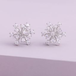 Kushal's Fashion Jewellery Rhodium-Plated Zircon Contemporary Studs-image-41
