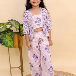 Aj DEZInES Girls Printed Square Neck Pure Cotton Top With Palazzo-image-48
