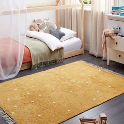 THEGASBH Yellow Abstract Hand-Tufted Cotton Carpet-18