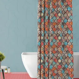 ArtzFolio Red and Blue Geometric Printed Waterproof Shower Curtain-4