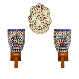 Somil Indore Mosaic Decorative Lamp Combo of Matching Wall Lamp & Blessing God Ganesh Wall Lamp, Multi Compatible with LED, Size: 14 X 14 X 28 Cm, Pack of 3.-image-22