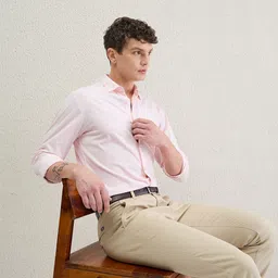 Iconic Men Slim Fit Solid Spread Collar Cotton Formal Shirt-image-94