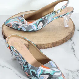 Denill Women Printed Block Heels Sandals with Buckles-43