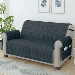 Story@home Grey Self Design Microfiber 2 Seater Sofa Cover With Arms-image-45