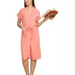 Aura Peach-Coloured Shawl Collar BathRobe-picture-18