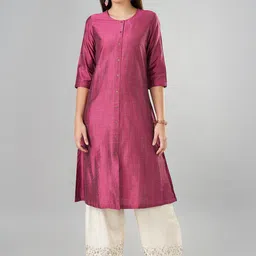 RANGMANCH BY PANTALOONS Striped Round Neck A-Line Kurta-picture-43