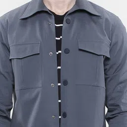 LOVE PANGOLIN Men Lightweight Open Front Jacket with Patchwork image 2