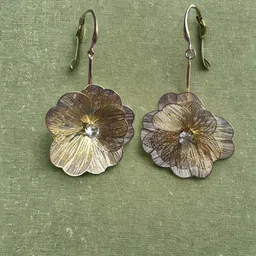 The Jewellery Tale Stainless Steel Gold-Plated Stones Studded Floral Drop Earrings-picture-37