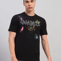 SWAGNOX Men Typography Printed Round Neck Cotton Regular Fit T-shirt-image-17