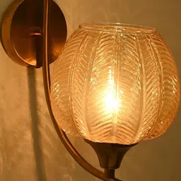 SOMIL Gold-Toned Printed Glass Cylinder Shaped Wall Lamp-11