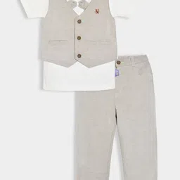 MiArcus Boys Solid T-Shirt With Waist Coat & Trouser Set-image-48