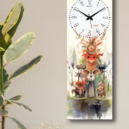 OLIVE TREE Beige and Orange-Colored Printed Contemporary Analogue Wooden Wall Clock-19