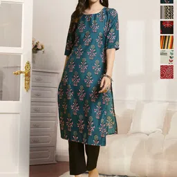 7Threads Women Pack of 6 Ethnic Motifs Printed Crepe Straight Kurta-image-51