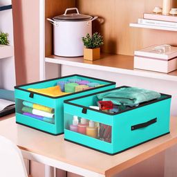 Kuber Industries Sea Green Set of 2 Regular Multi-Utility Organisers image 1