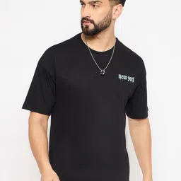 Mast & Harbour Men Typography Printed Pure Cotton Applique T-shirt-image-83