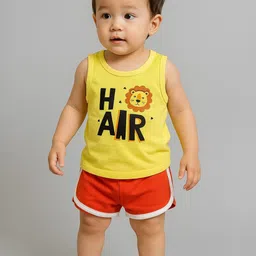 Yoonikk Kids Printed Round Neck Pure Cotton T-Shirt With Shorts-58