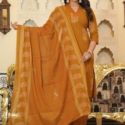 DARVIKAA COLLECTION Women Ethnic Motifs Printed Regular Pure Cotton Kurta with Trousers & With Dupatta-37
